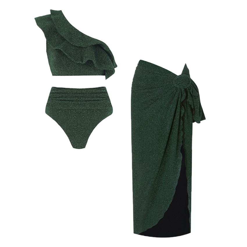 Ruffle Flash Solid Color Swimsuit Set(s)