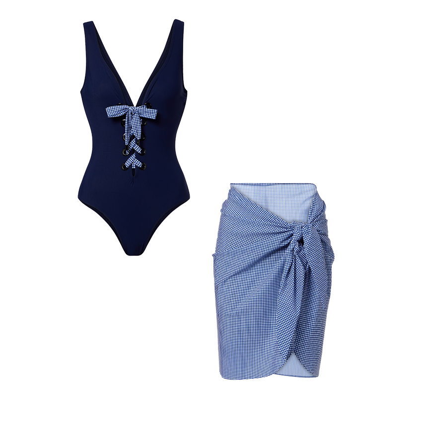 V Neck Color BlockSwimsuit Set(s)