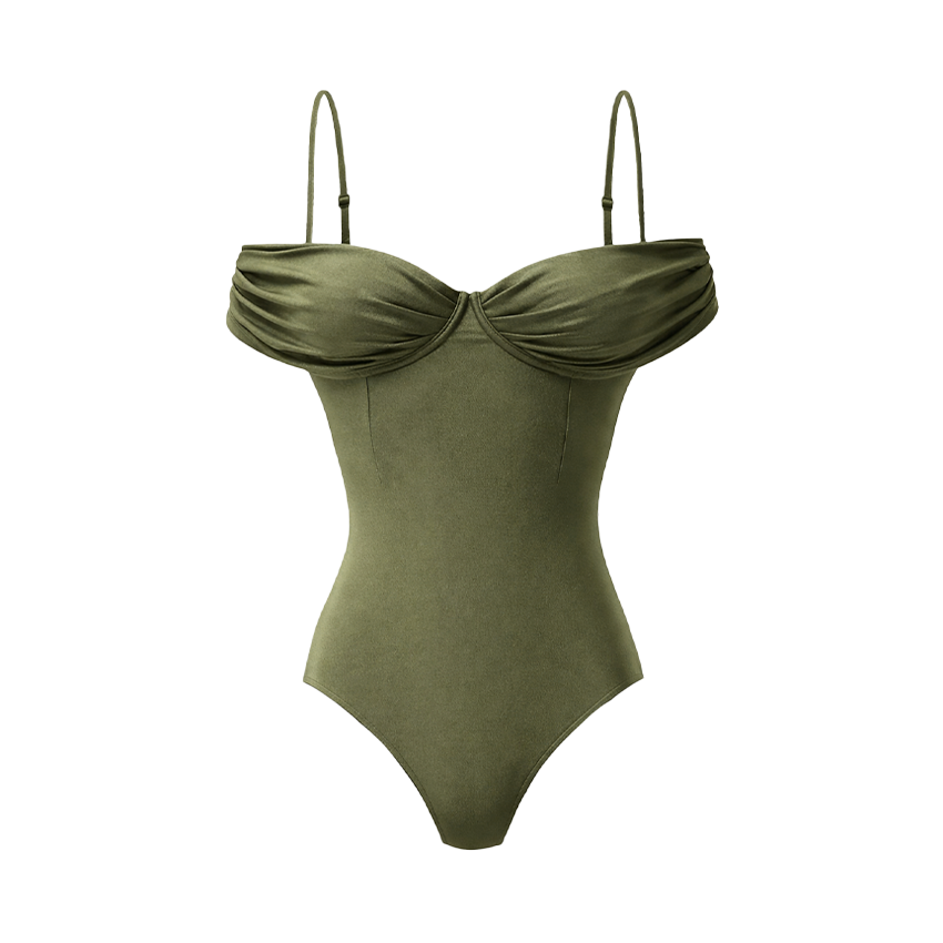 Off Shoulder Solid color Swimsuit Set(s)