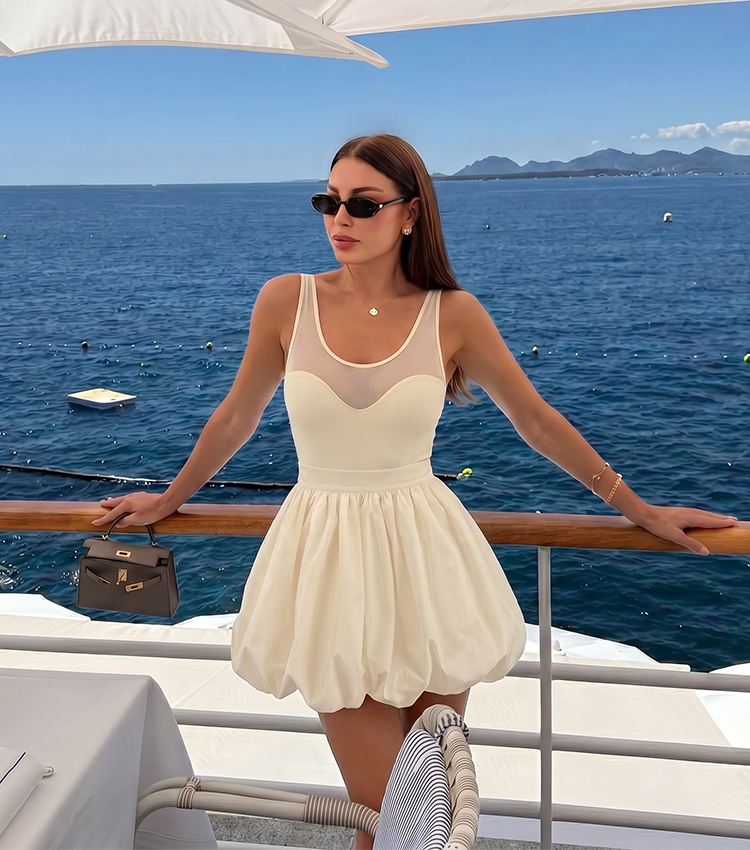  Ice Silk White Mesh Paneling Swimsuit Set(s)