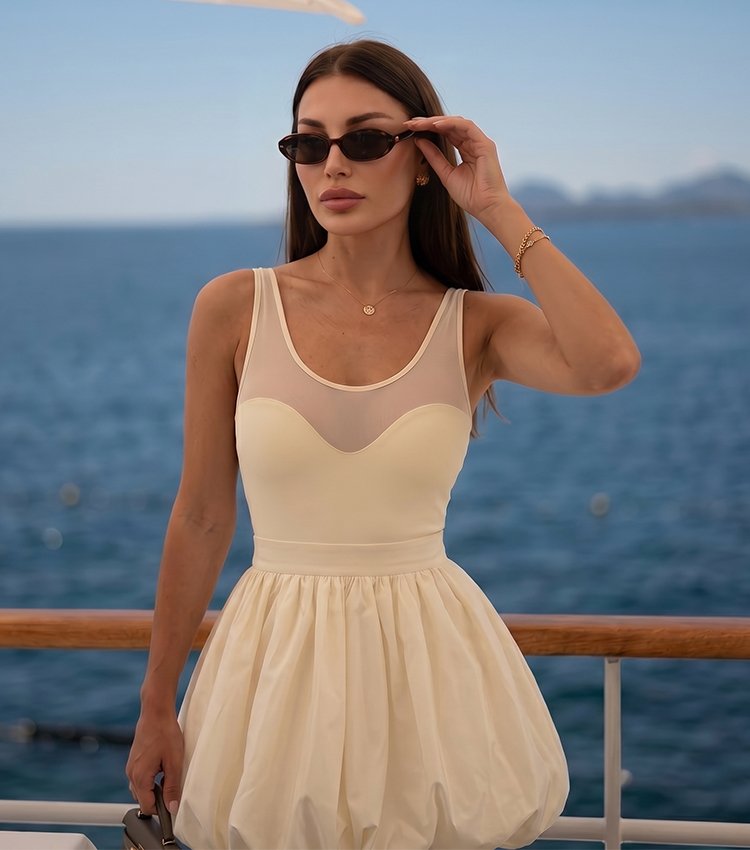  Ice Silk White Mesh Paneling Swimsuit Set(s)