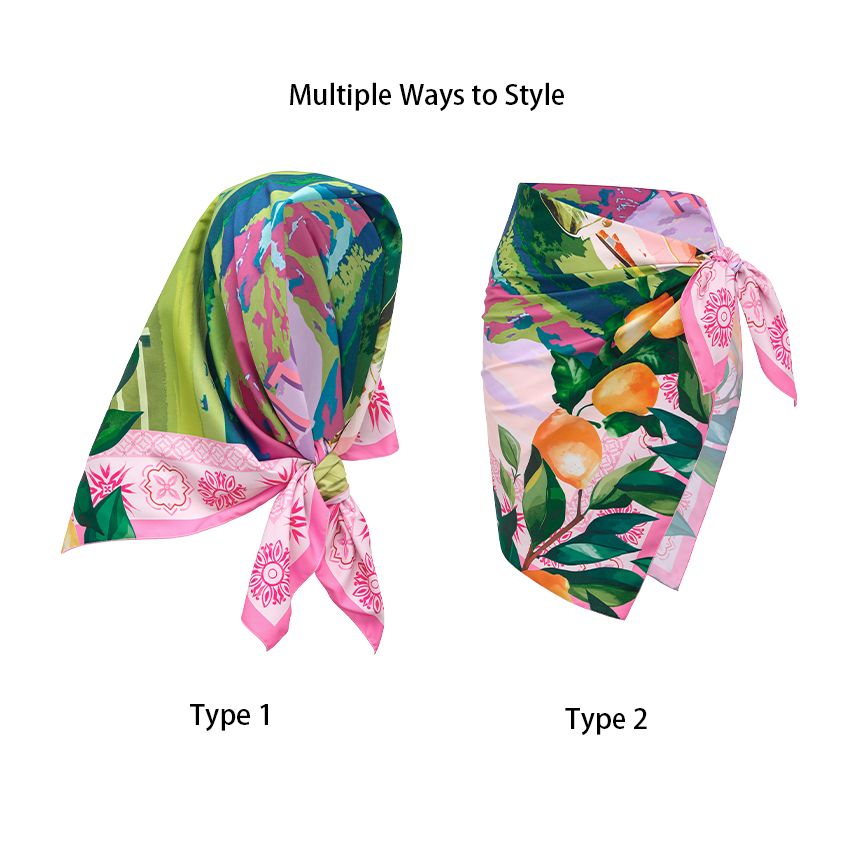 Bandage Bowknot Design Lemon Print Swimsuit Set(s)