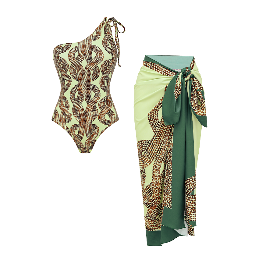 One Shoulder Printed Swimsuit Set(s)