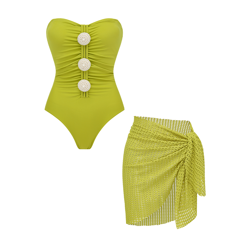 Bandeau Fashion Solid Color Swimsuit Set(s)