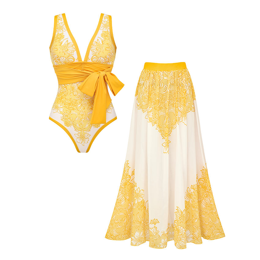Blossom Print Lace Up Swimsuit Set(s)