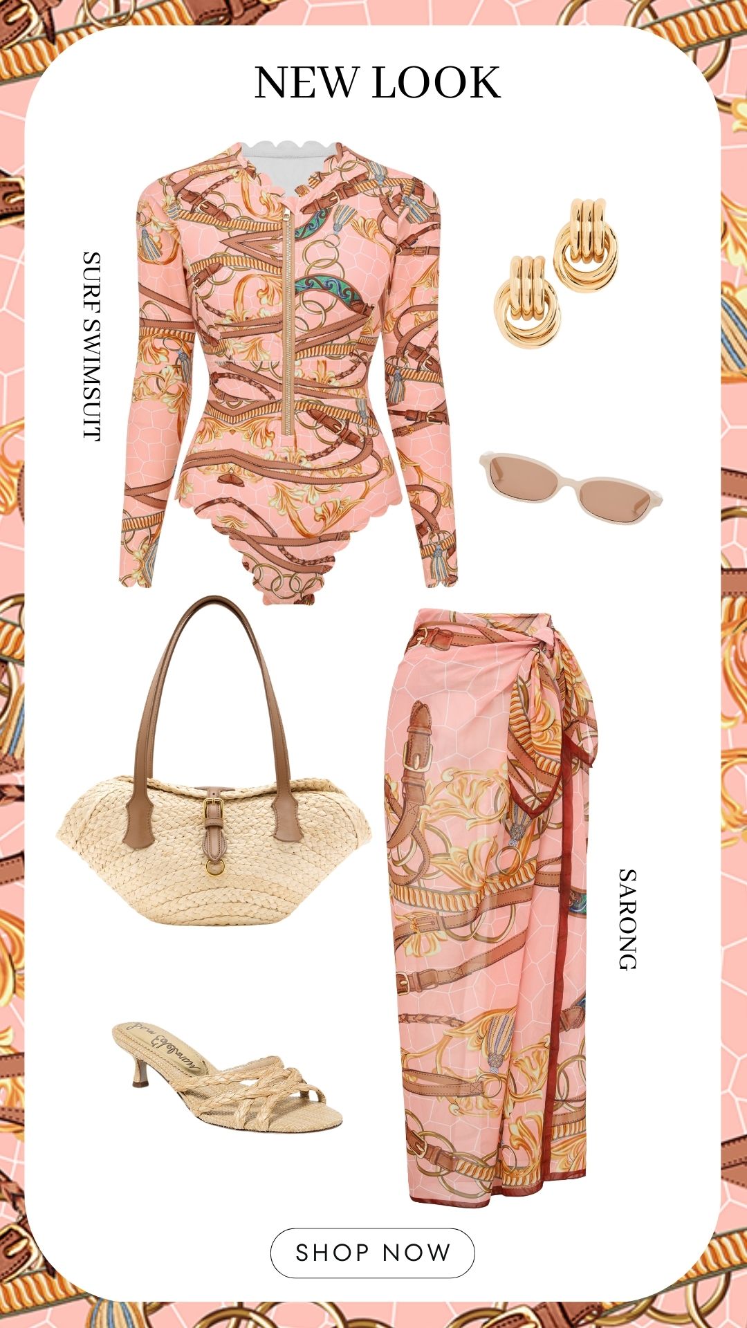 Lace Long Sleeve Rashguard Printed Swimsuit Set(s)