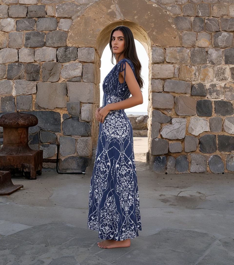 [Copy]V Neck Tie Shoulder Lily Print Swimsuit Set(s)