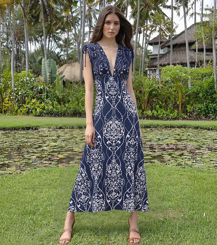 V Neck Shoulder Drawstring Printed Swimsuit Set(s)