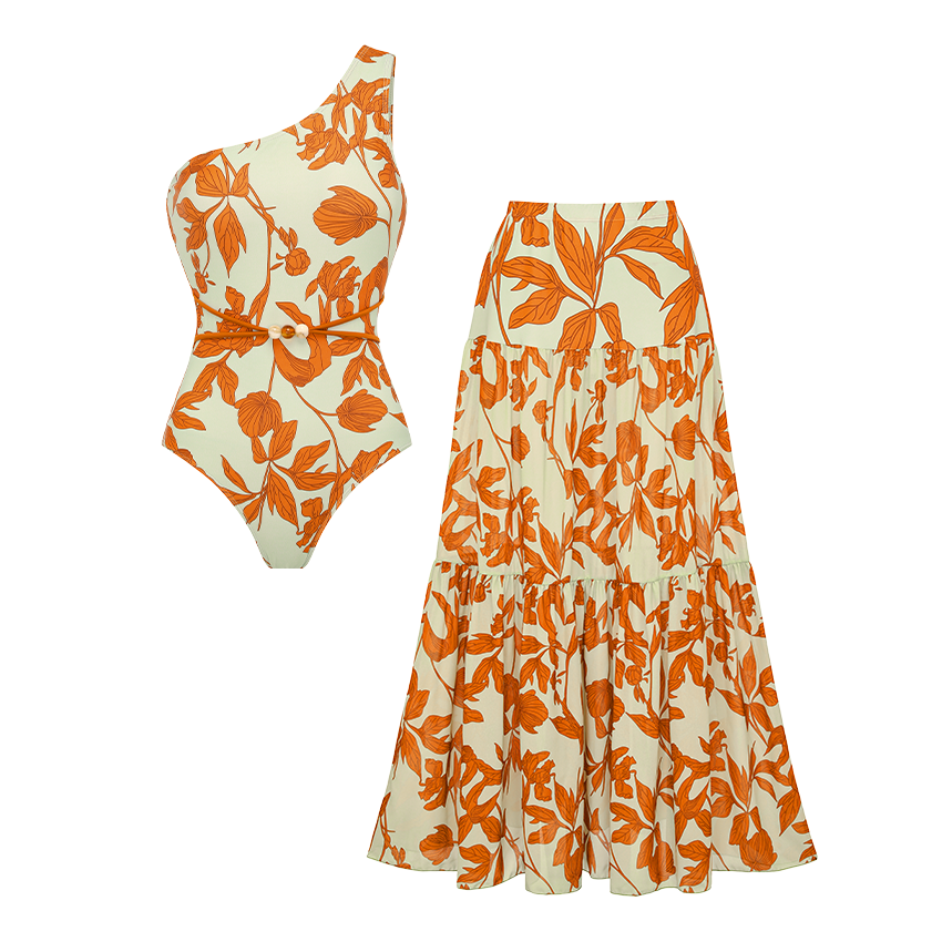 One Shoulder Printed Swimsuit Set(s)