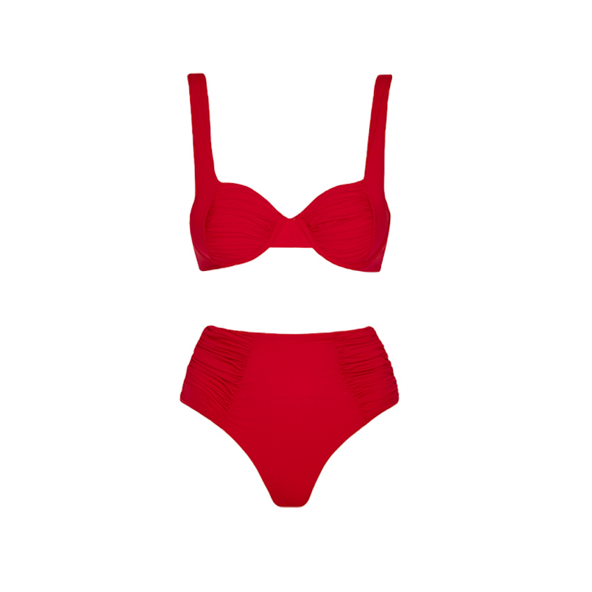 Pleated Solid Color Swimsuit Set(s)