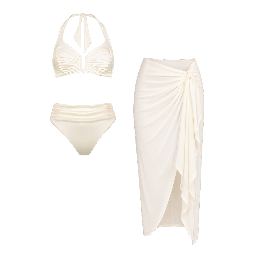 Halter Solid Color Swimsuit Set(s)