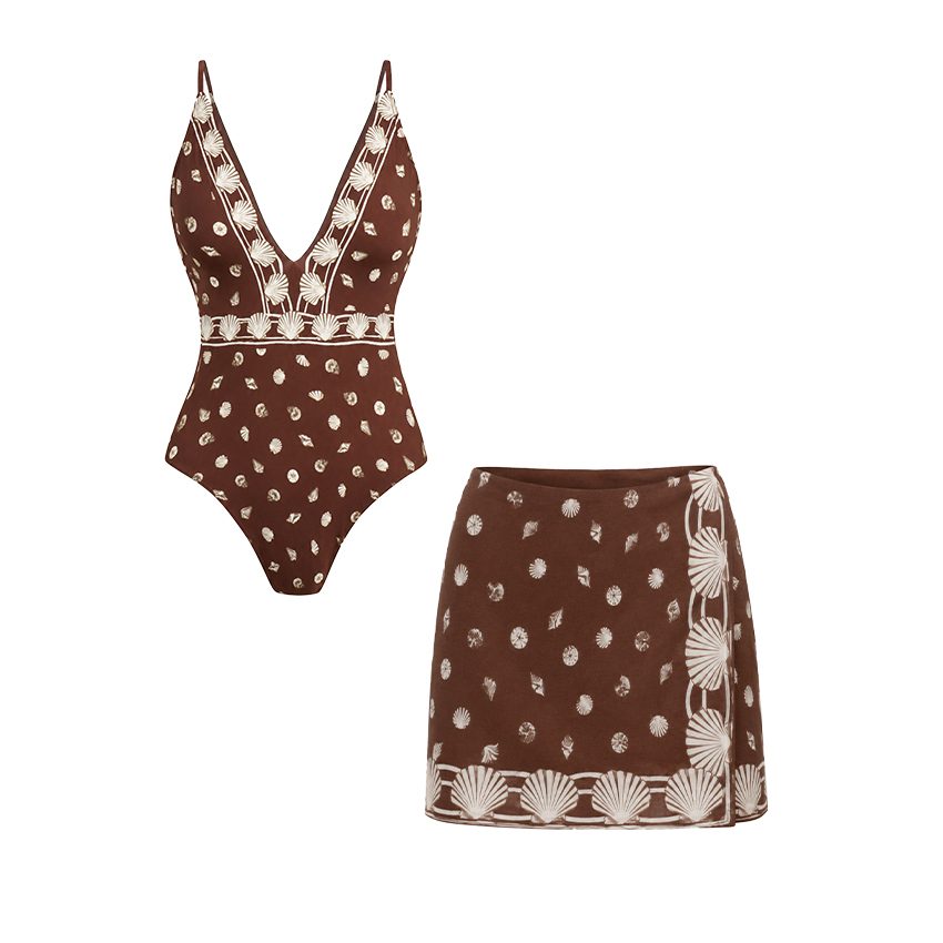 V Neck Retro Printed Swimsuit Set(s)
