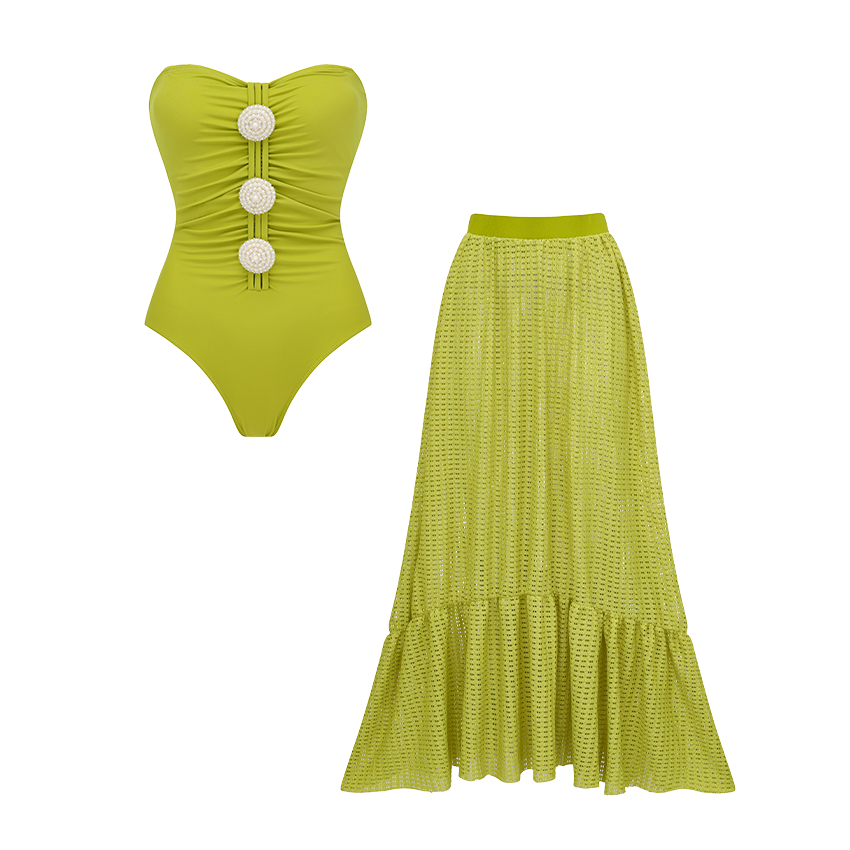 Bandeau Fashion Solid Color Swimsuit Set(s)