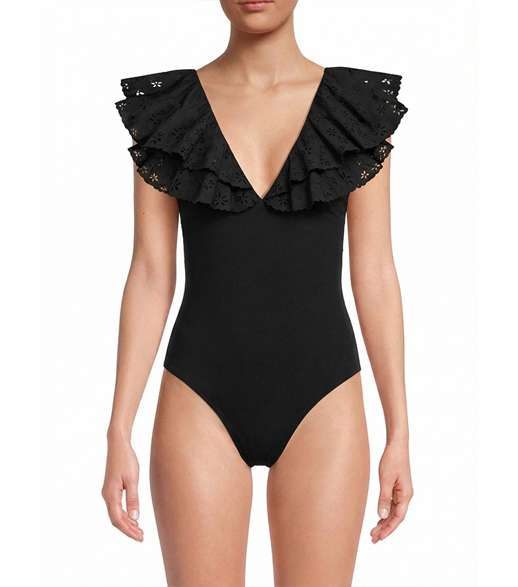 Black Laser Cutting Flower Hollow Swimsuit Set(s)