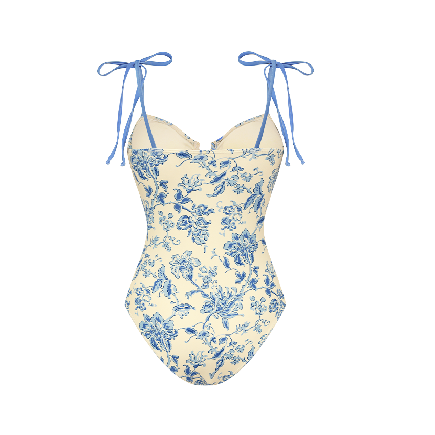 Bowknot Decor Cutout Printed Swimsuit Set(s)
