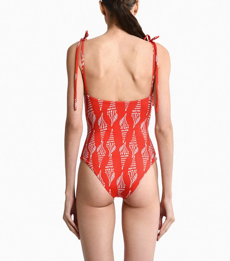 Bandeau Bandage Bowknot Design Print Swimsuit Set(s)