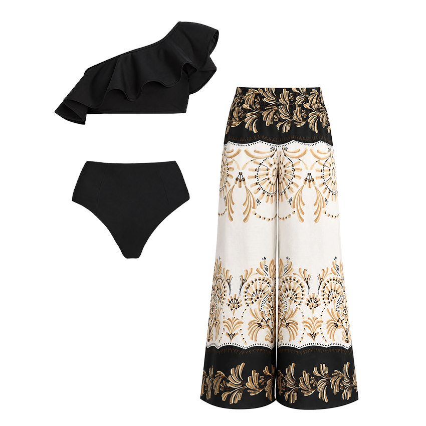 One Shoulder Ruffle Swimsuit Set(s)