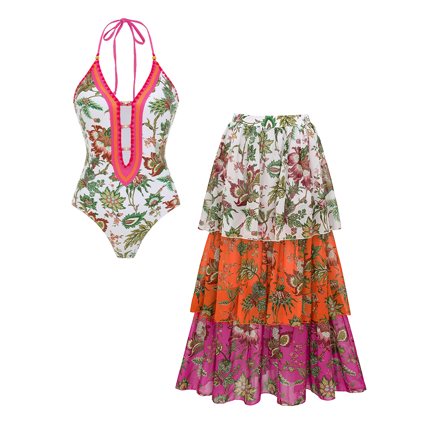 Halter Cutout Solid Color Swimsuit Set(s)