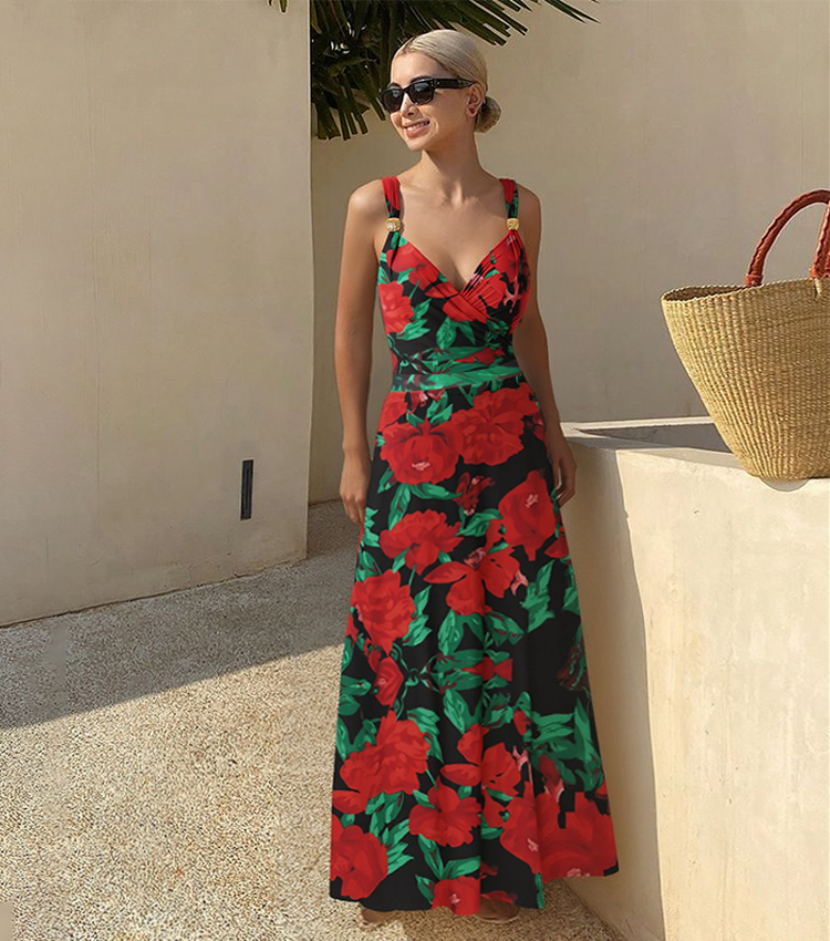 Sling Red Rose Print Swimsuit Set(s)