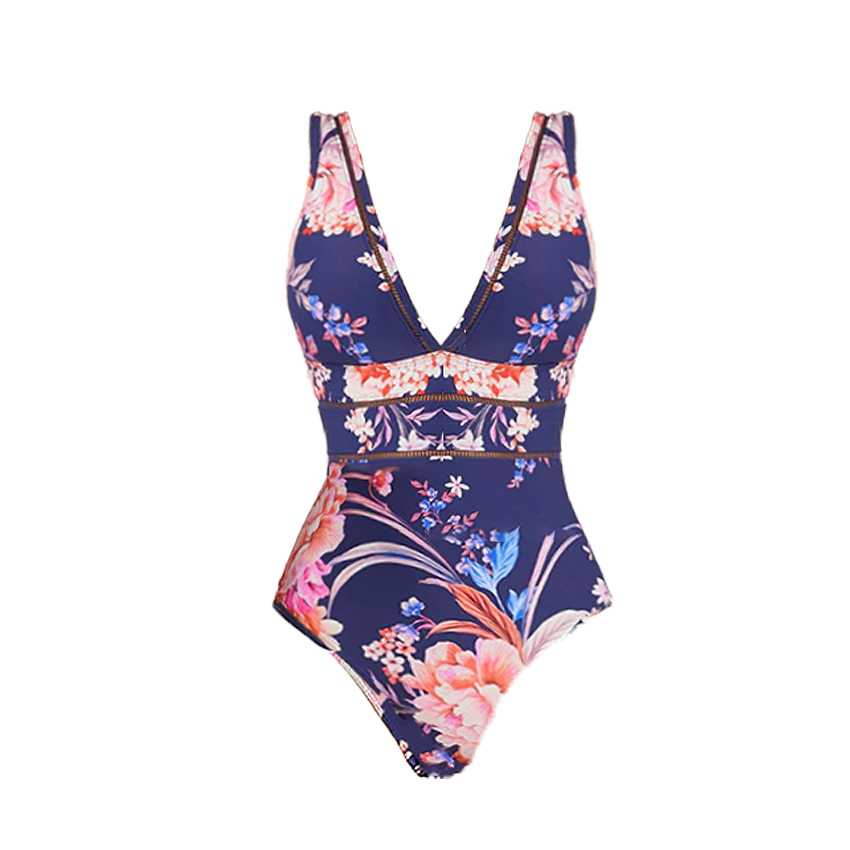 V Neck Printed Purple Swimsuit Set(s)