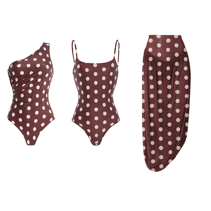 Sling Dot Print Brown Swimsuit Set(s)