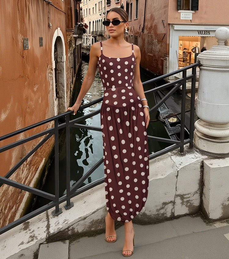 Sling Dot Print Brown Swimsuit Set(s)