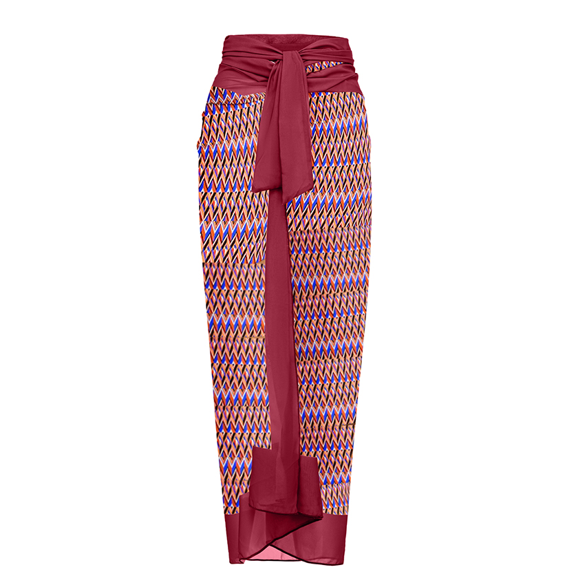 V Neck Line Print Purple Swimsuit Set(s)