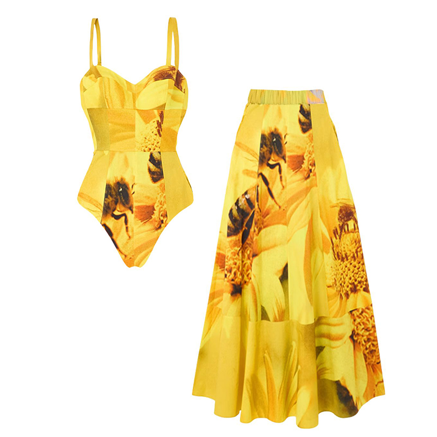 [Copy]Sling Rose Print Swimsuit Set(s)