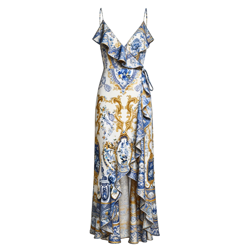 [Copy][Copy][Copy][Copy]Vacation Geo Print Spaghetti Strap Dress