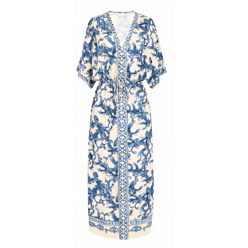 Navy Porcelain Print Maxi Dress