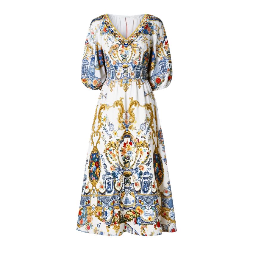 [Copy]Vacation Geo Print Spaghetti Strap Dress