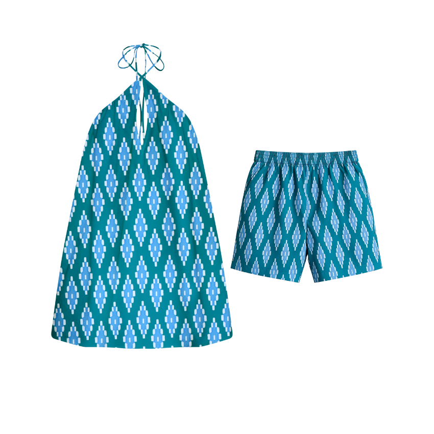 Elegant Teal Geometric Two-Piece Set