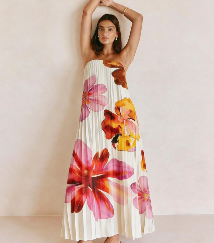 Watercolor Wash Strapless Dress