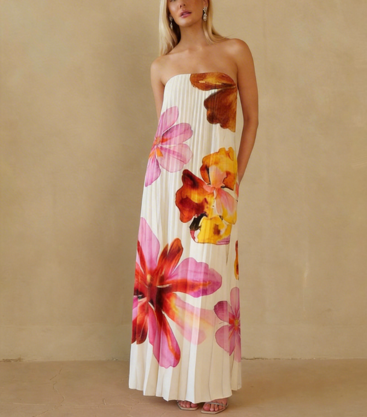 Watercolor Wash Strapless Dress