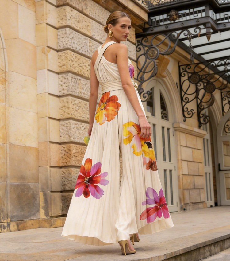 Watercolor Wash Pleated Jumpsuit