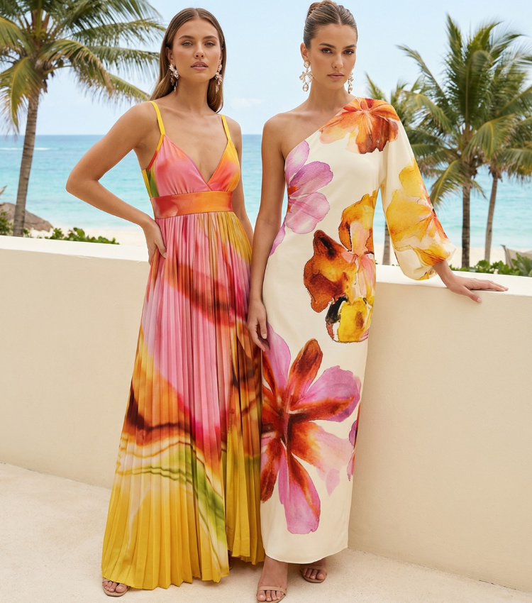 Aureate Blush Pleated Maxi Dress