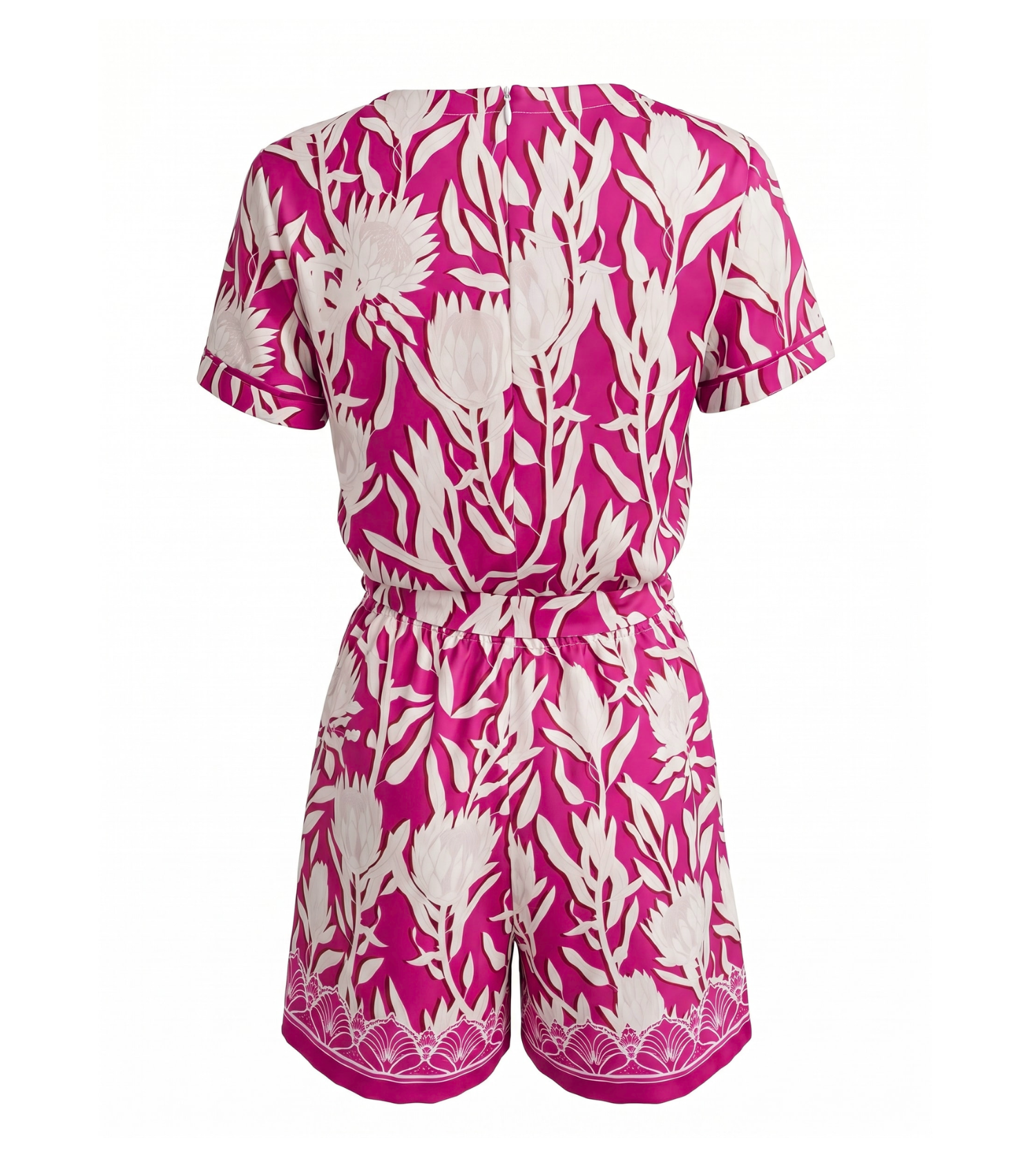 Pink Block Print Wrap Romper