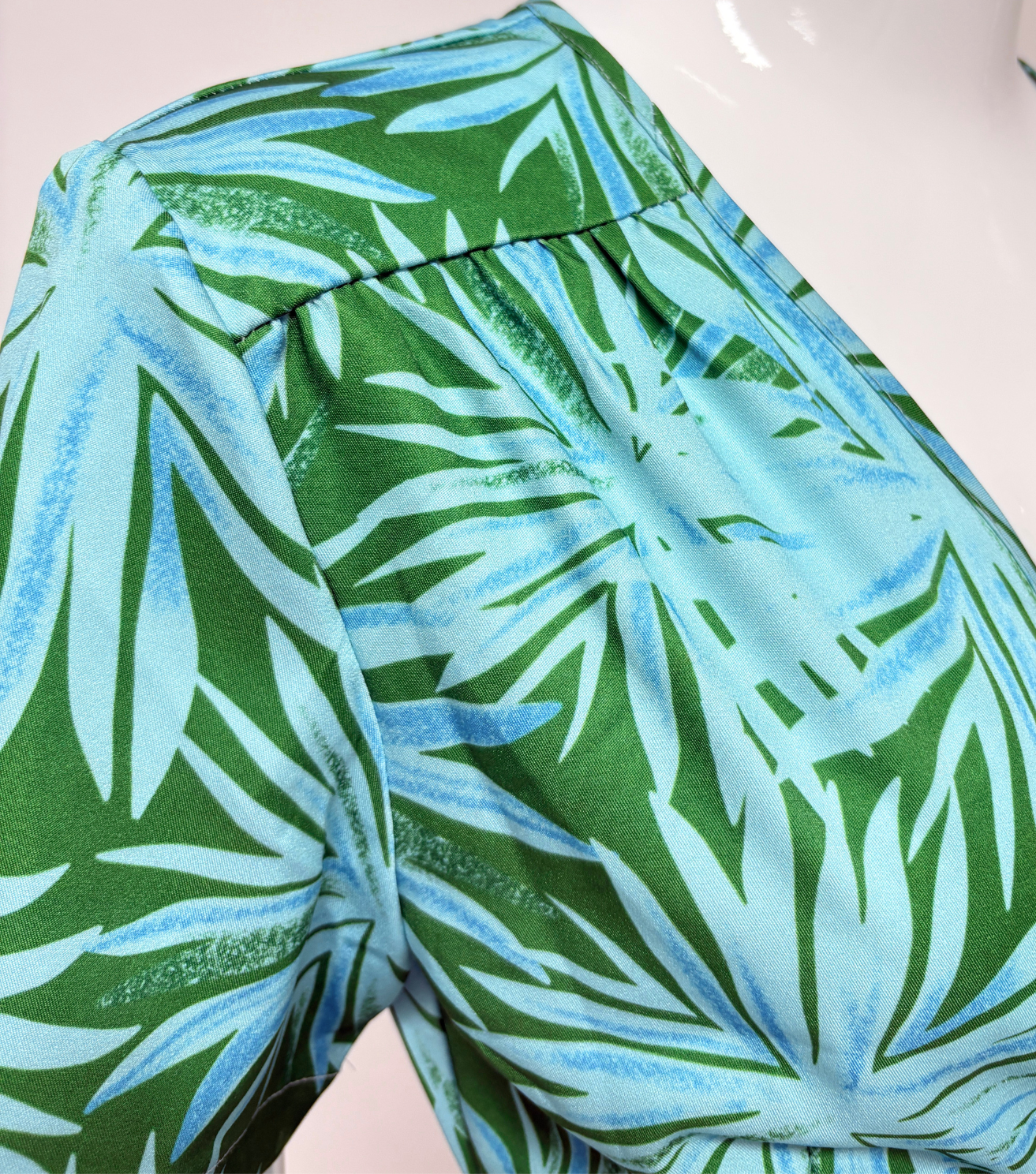 Green Palm Wrap Midi Dress