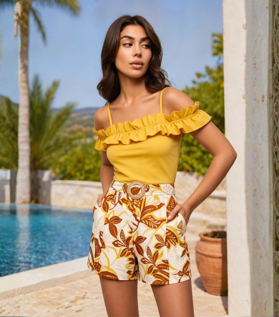 Printed Off-The-Shoulder Romper