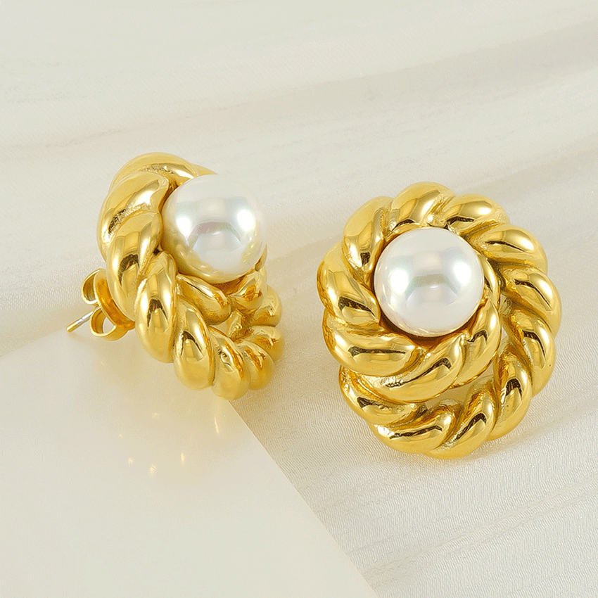 Spiral Pearl Earrings