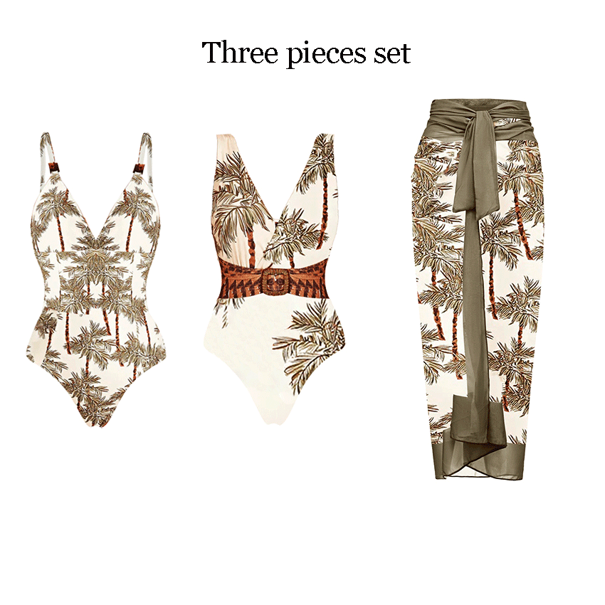  Adjustable shoulder straps Coconut Tree Print Swimsuit Set(s)