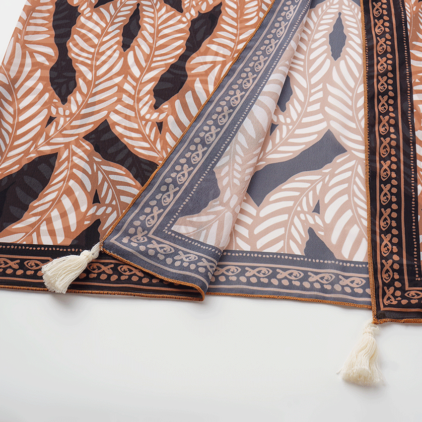 Round Neck Tassel Printed High Waist Bikini Swimsuit Set(s)