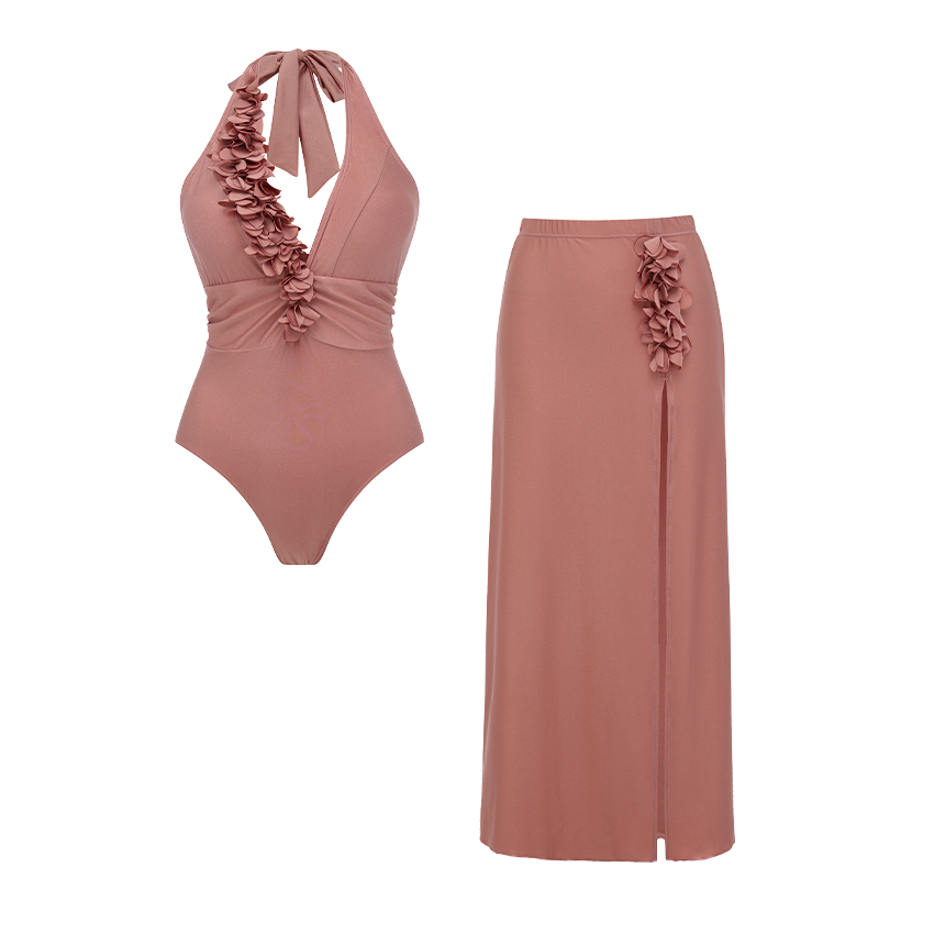 Halter 3D Flower Swimsuit Set(s)