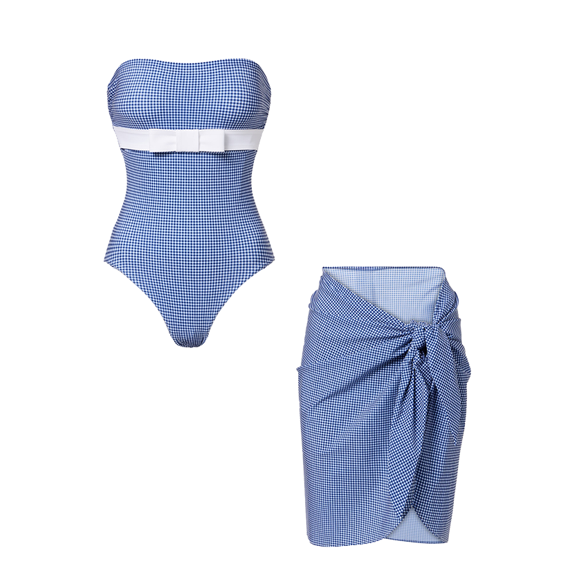 Bandeau Gingham Print Swimsuit Set(s)