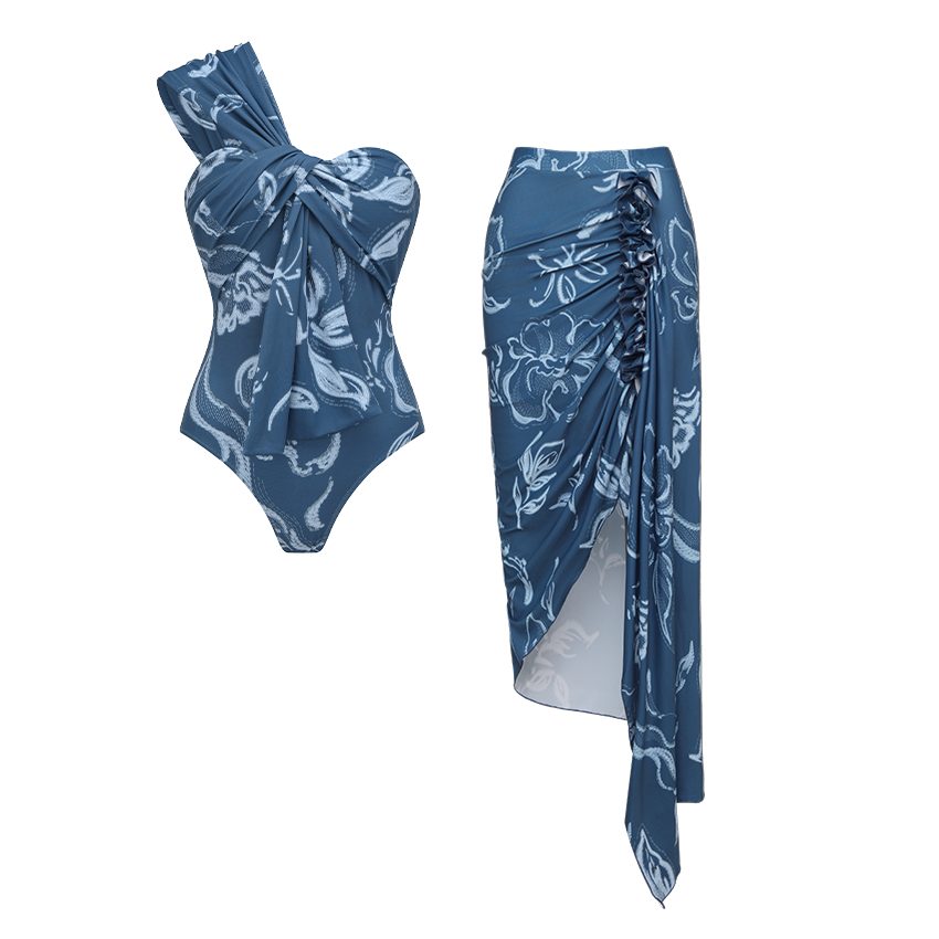 One Shoulder Printed Swimsuit Set(s)