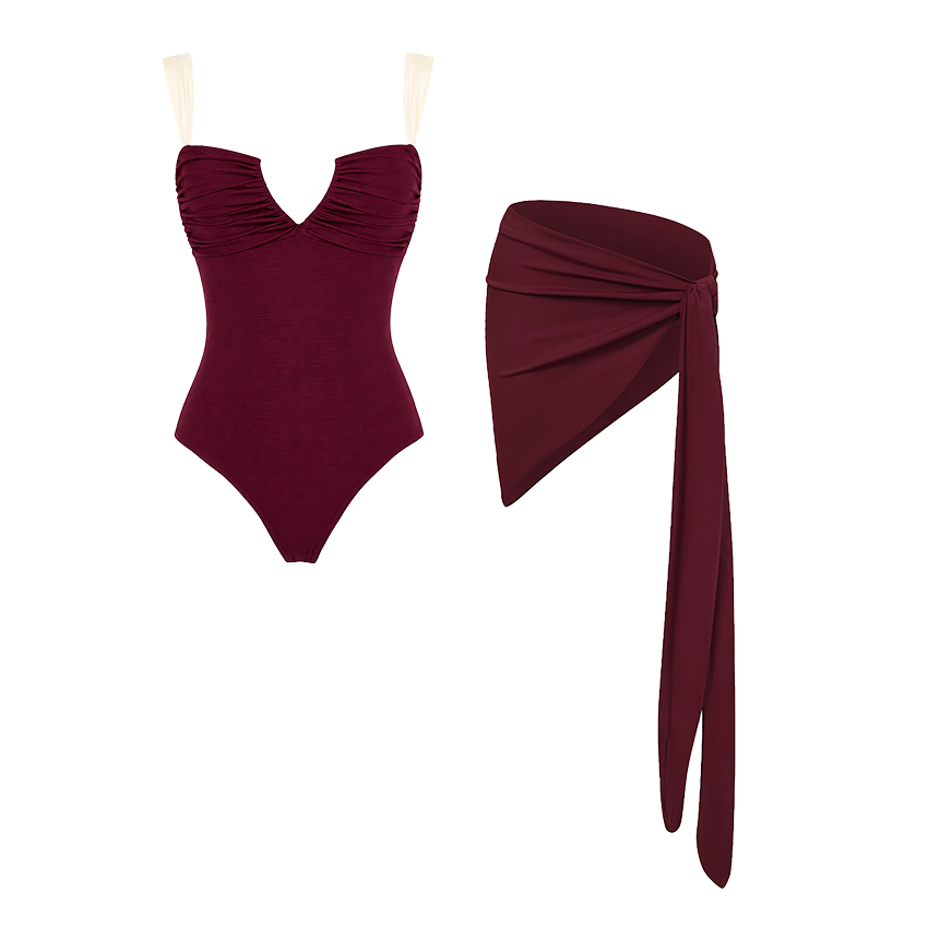 V Neck Color Block Swimsuit Set(s)