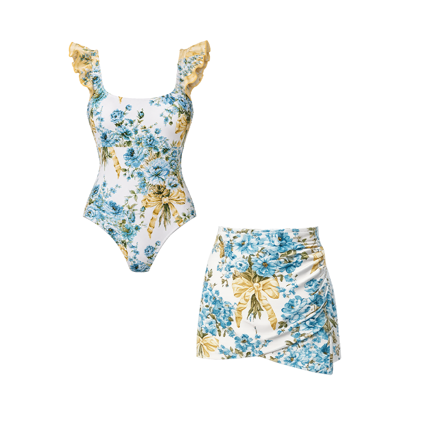Ruffle Printed Swimsuit Set(s)