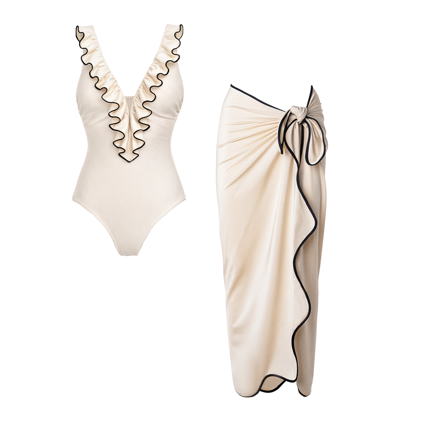 Ruffle Color Block Swimsuit Set(s)