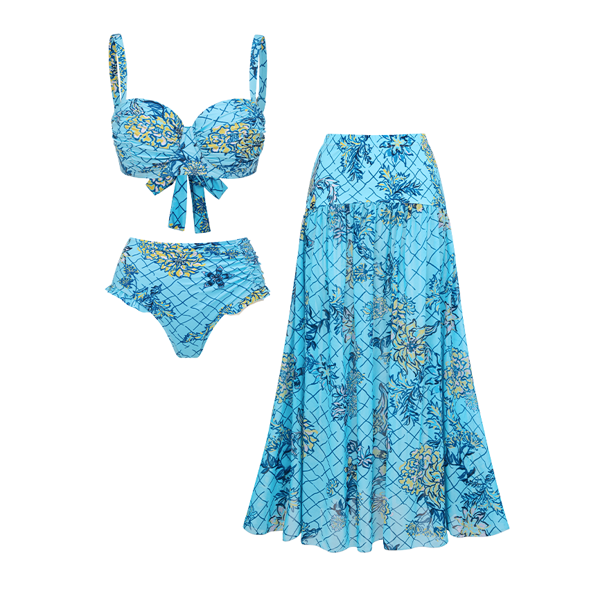 Ruffle Blossom Print Swimsuit Set(s)