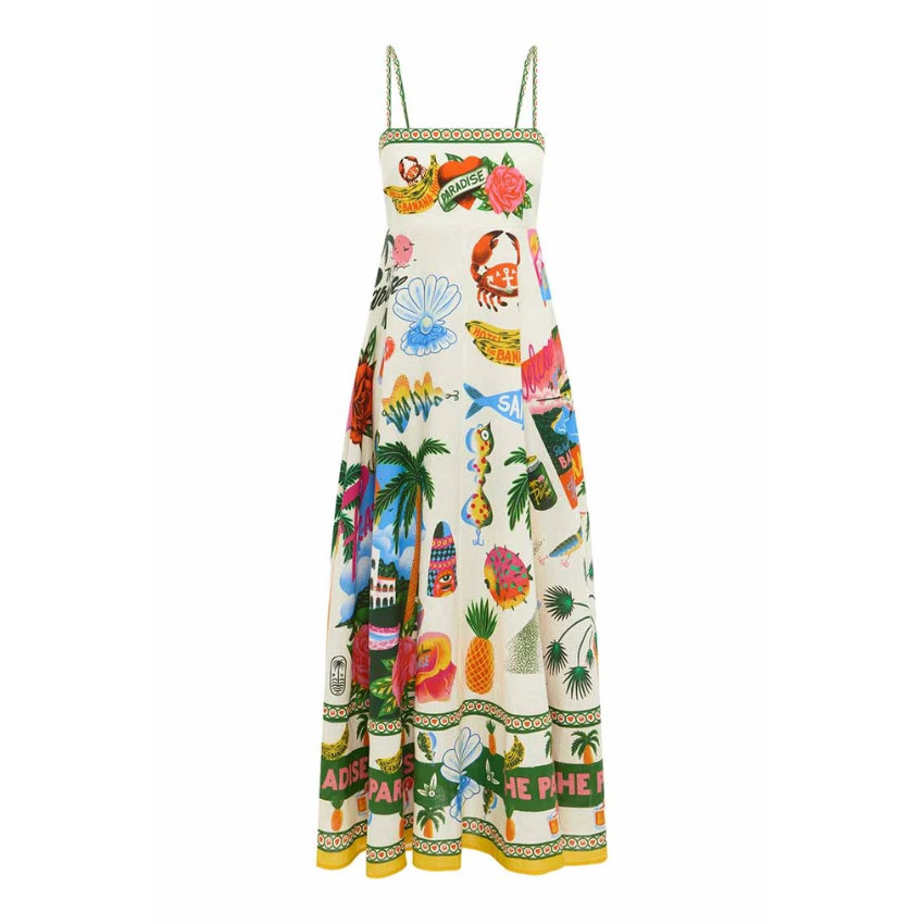 Vacation Graffiti Printed Sling Dress